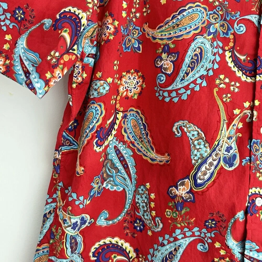 Ralph Lauren Red Paisley Casual Button Down Shirt - Picture 5 of 8